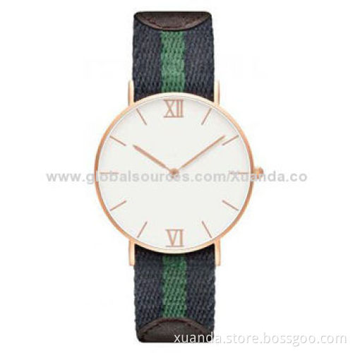 Cotton cloth strap, 316L steel case, new style, stainless watches, 2 years warranty